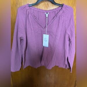 Calme woman’s medium blouse‎ gauzy costal v neck BNWT retails $128 Beachy